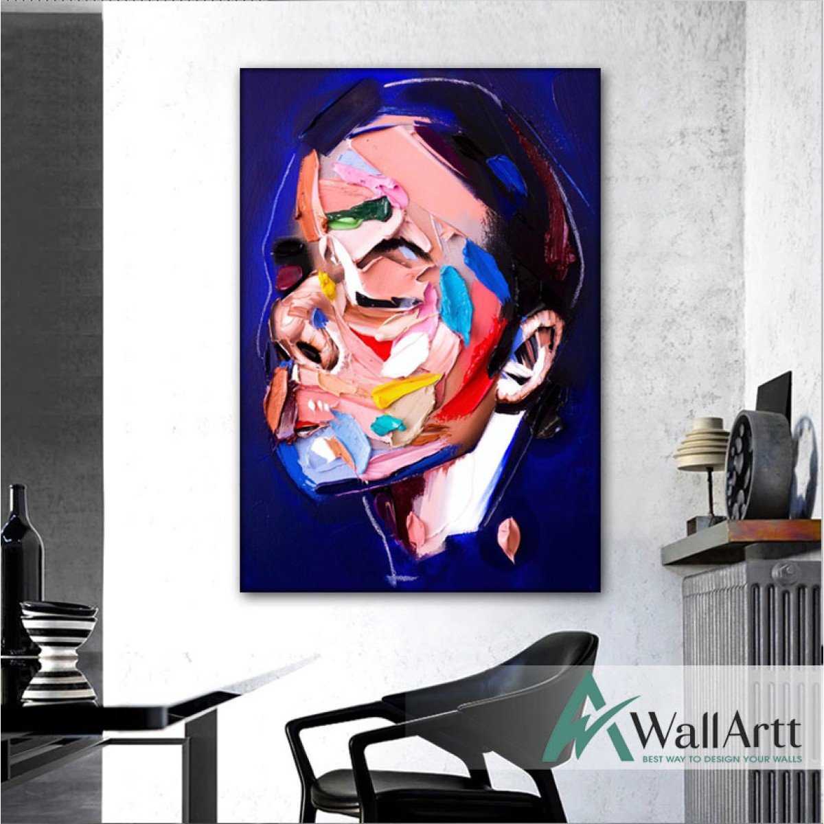 Abstact Man Face 3D Heavy Textured Partial Oil Painting